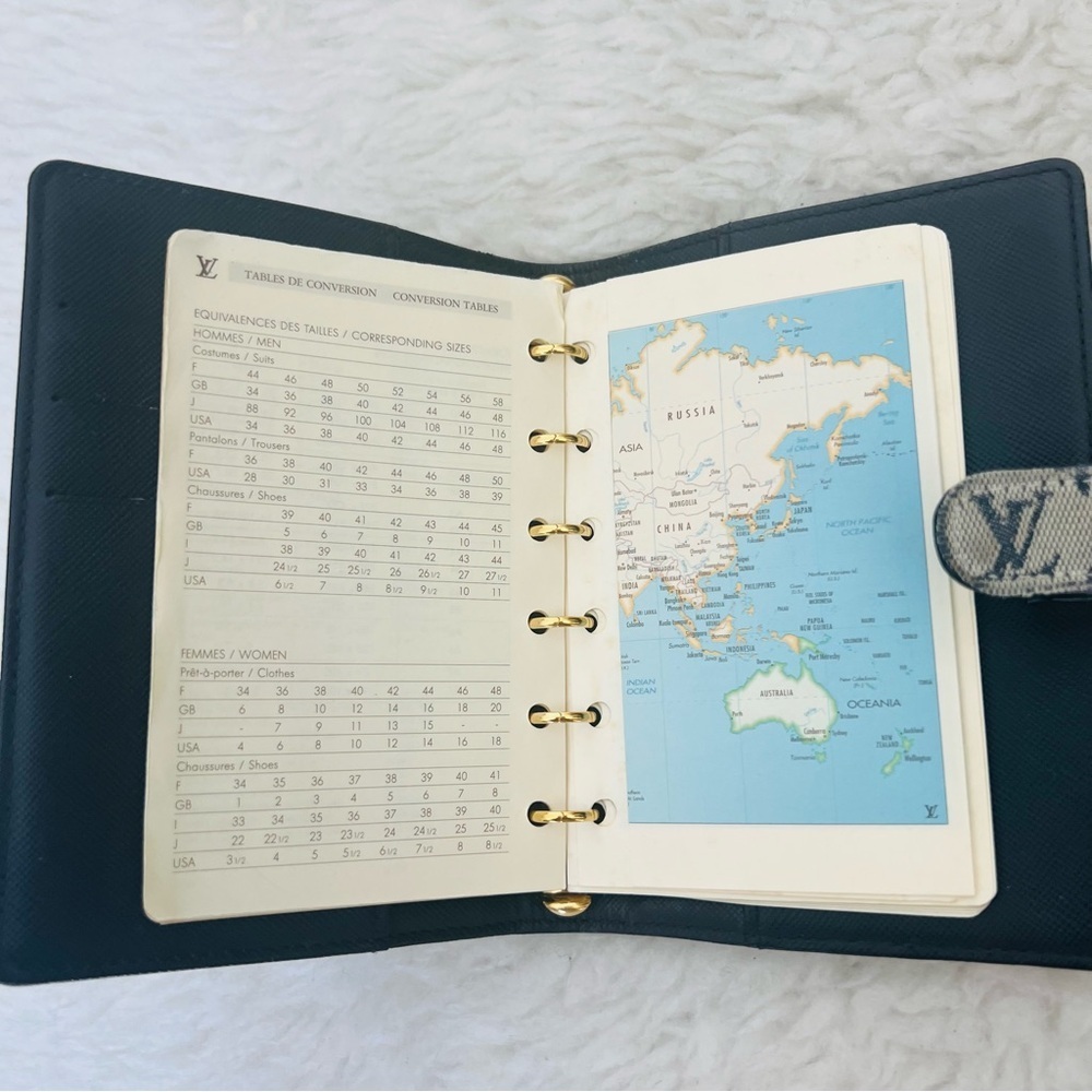 Louis Vuitton Mini Lin Monogram Canvas Leather Agenda Memo Book Cover w/ LVnotes - Picture 12 of 16